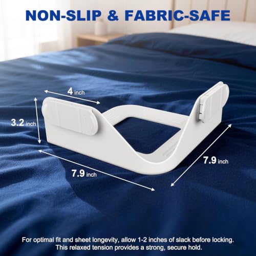 Bed Sheet Holders for Corners - Fitted Sheet Grippers No-Stretch Clips