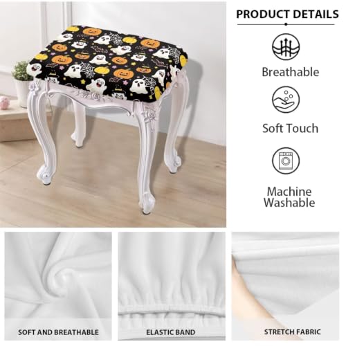 Ghost Pumpkin Rectangle Stool Cover 2 Pack - Fall Halloween Decor