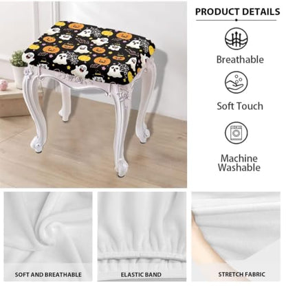 Ghost Pumpkin Rectangle Stool Cover 2 Pack - Fall Halloween Decor