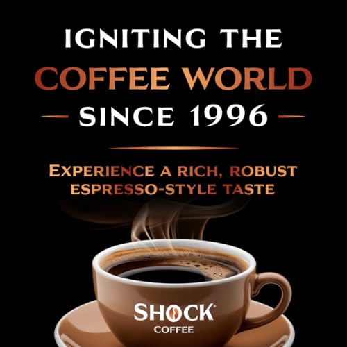 Shock Coffee Espresso 9.5 - Bold and Robust Espresso-Style Flavor - Single Serve Cups, 10 Count. Compatible with Keurig K-Cup Brewers