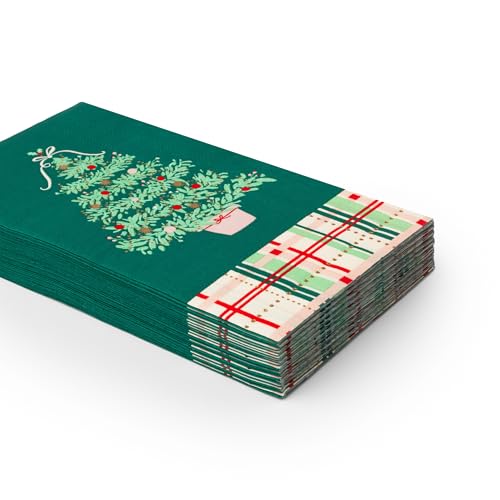 Bonjour Fete Christmas Plaid Tree Guest Towels 20 Pack - 4.25 x 7.75 Inch Variation of THIS listing