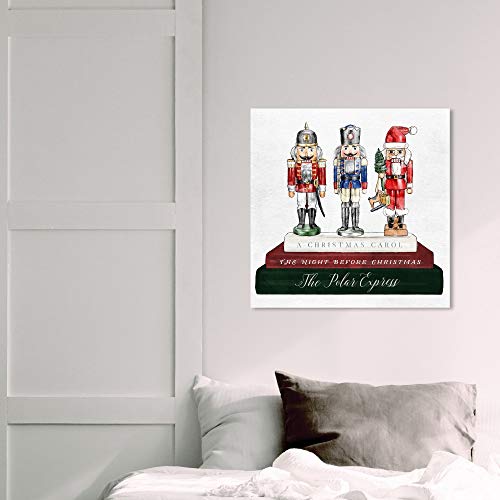 Holiday Nutcracker Wall Art Canvas Print 20x20 Inches - Green & Red