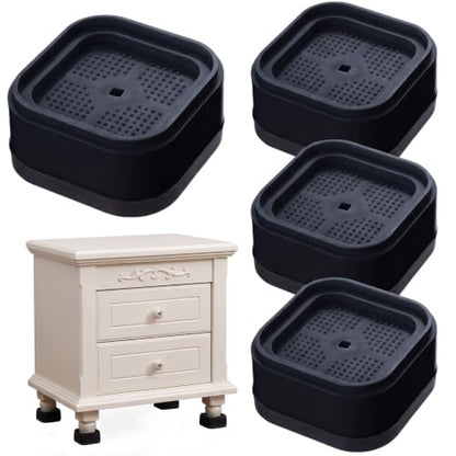 Heavy Duty Adjustable Furniture Risers - Stackable Bed Risers Black 4 Pack