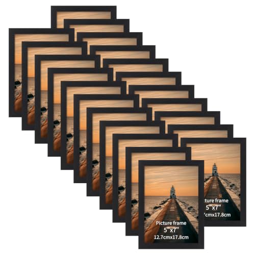 5x7 Inch Picture Frame Set of 22 - Black Wall & Tabletop Photos