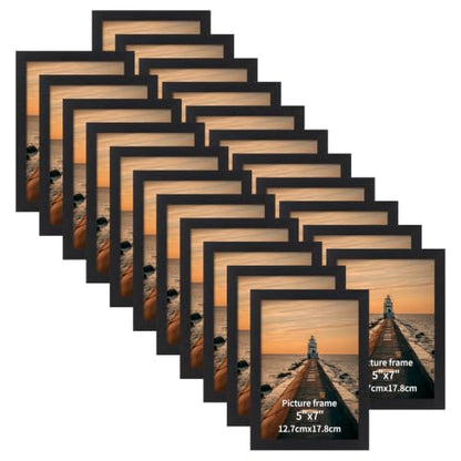 5x7 Inch Picture Frame Set of 22 - Black Wall & Tabletop Photos
