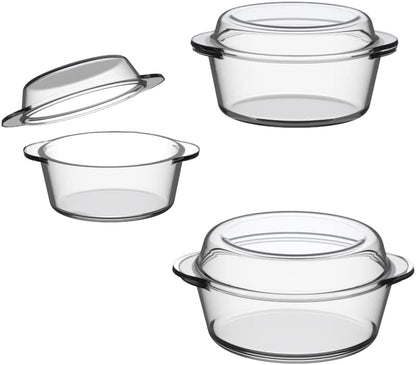 Ums Glass Casserole Set - 6-Piece Borosilicate Bakeware with Lids | Oven & Microwave Safe