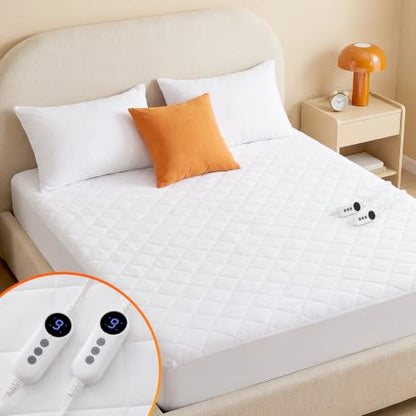 Queen Heated Mattress Pad with Dual Controllers, 11 Heat Settings, Auto Shut Off