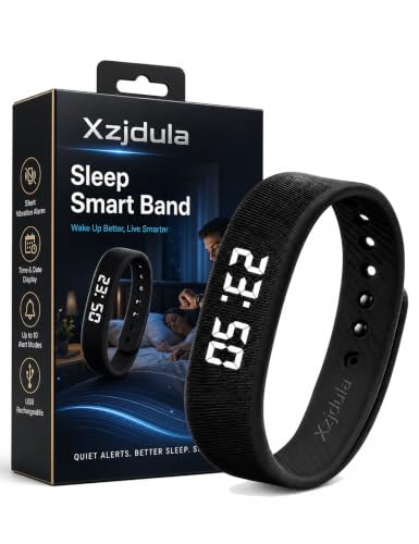 Black Vibrating Alarm Wristband Clock Silent Smart Watch Bracelet for Heavy Sleepers