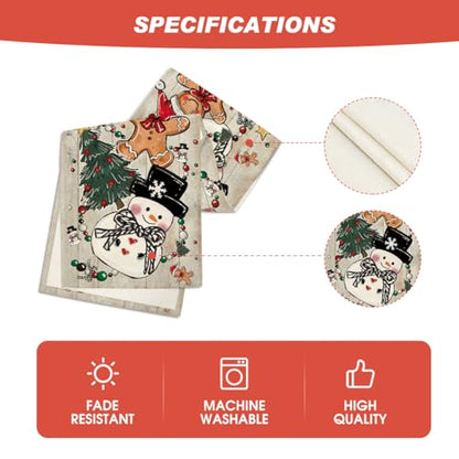 Snowman Gingerbread Table Runner 13x60 Inch Home Decor - Wood Variation