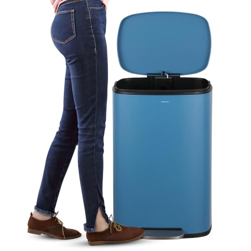 Connor 2-Piece Bright Cobalt Blue Iron Trash Can Set - 50L & 5L Waste Bins