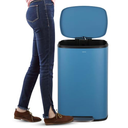 Connor 2-Piece Bright Cobalt Blue Iron Trash Can Set - 50L & 5L Waste Bins
