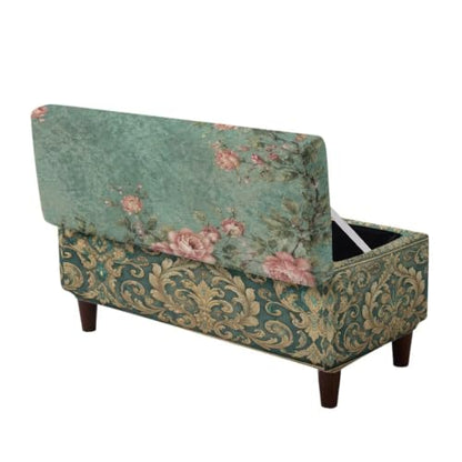 Vintage Peony Flower Large Ottoman Cover Stretch Slipcover with Elastic Bottom