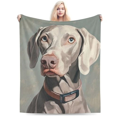 Weimaraner Dog Blanket Gift for Women Kids - Cozy Flannel Throw 60x80 in - Puppy Lover Decor