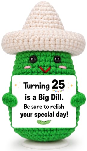 Funny 25th Birthday Gift Crochet Pickle - Humorous Party Decor for Her & Him