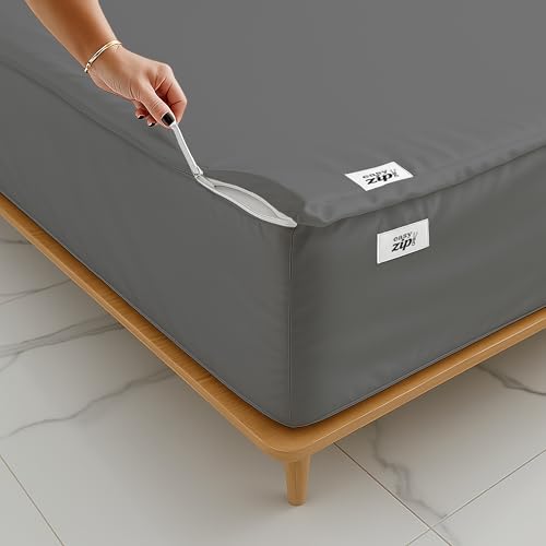 RV King Size Zipper Fitted Sheets 72x80 Inch Cotton Blend Satin Finish Easy Change