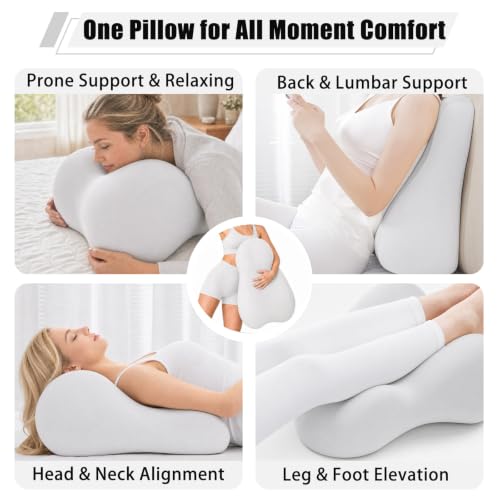 Memory Foam Wedge Support Pillow - Ergonomic Prone Pillow, Light Gray