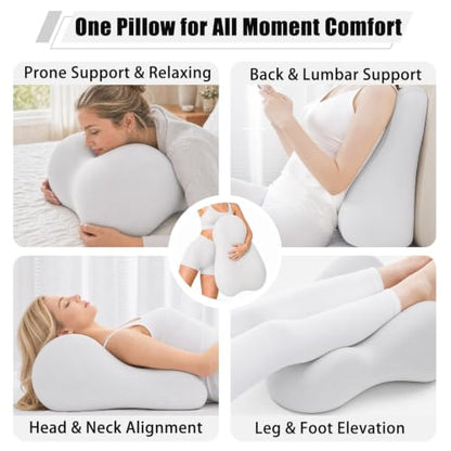 Memory Foam Wedge Support Pillow - Ergonomic Prone Pillow, Light Gray