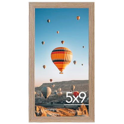 JCJMY 5x9 Picture Frame Rustic Brown for Wall Hanging or Tabletop, Wall Mounting Horizontally or Vertically, 5 x 9 Wall Gallery Poster Photo Frame with Shatter Resistant Plexiglass, Rustic Brown