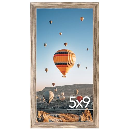 JCJMY 5x9 Picture Frame Rustic Brown for Wall Hanging or Tabletop, Wall Mounting Horizontally or Vertically, 5 x 9 Wall Gallery Poster Photo Frame with Shatter Resistant Plexiglass, Rustic Brown