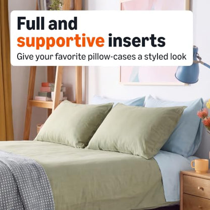 Queen Size Cooling Bed Pillow Set - Hypoallergenic Down-Alternative, Medium Support, 2 Pack
