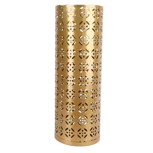 Gold Large Indoor Metal Umbrella Stand with Copper Pattern - Rust-Resistant Storage