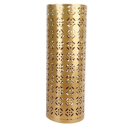 Gold Large Indoor Metal Umbrella Stand with Copper Pattern - Rust-Resistant Storage