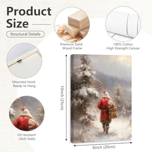 Snowman Wall Art Canvas Prints - Winter Holiday Home Decor - 8x10 Inches - Set of 6