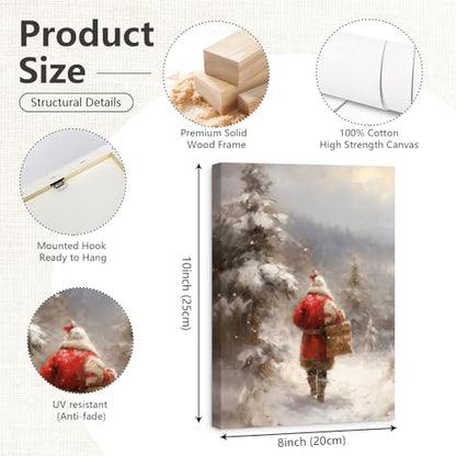 Snowman Wall Art Canvas Prints - Winter Holiday Home Decor - 8x10 Inches - Set of 6