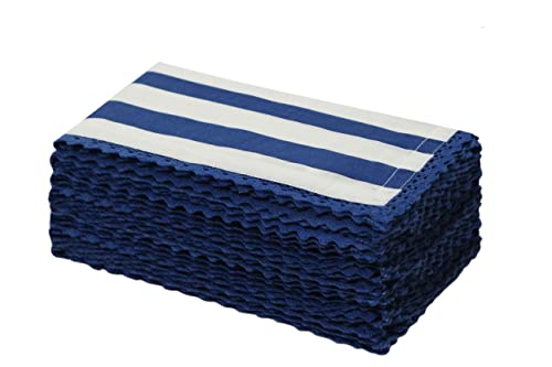 Blue Lace Cloth Napkins Set of 12 - 18x18 Inch Cotton Dinner Napkins