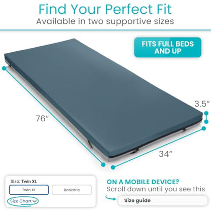 76 x 34 x 3.5 Inch Gel Mattress Topper for Hospital Bed - Pressure Relief, Non-Slip, Waterproof Cover