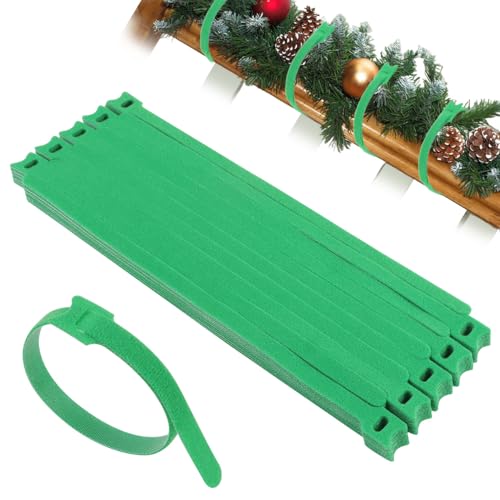100PCS Christmas Garland Ties - Adjustable Nylon Hook & Loop Straps for Holiday Decorations