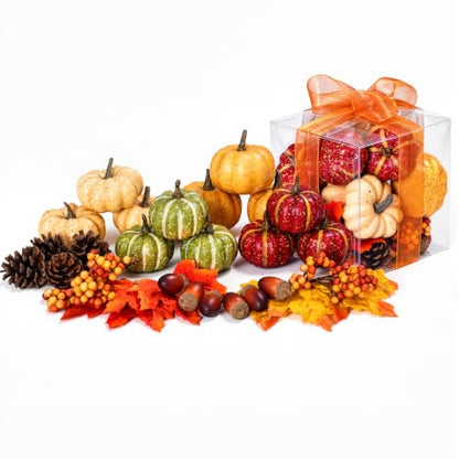 Artificial Fall Pumpkins & Decor Set for Halloween Thanksgiving Home