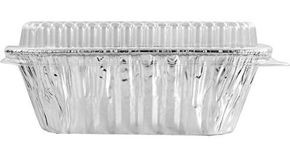 PACTOGO Disposable 1 lb. Aluminum Foil Mini Loaf Pans with Clear Low Dome Lids (Pack of 400 Sets)