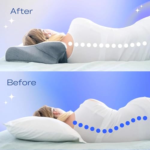 Ergonomic Cervical Pillow with Breathable Cover - Memory Foam Side Sleeper Support - Black