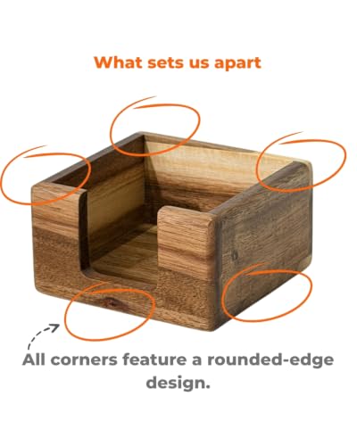 Acacia Wood Sticky Note Holder Desk Organizer for 3x3 Inch Notes