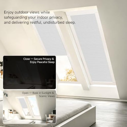 Motorized Blackout Cellular Skylight Shades Custom Size Off-White