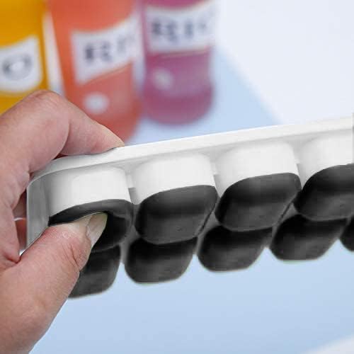 Skiennix Stackable Silicone Ice Cube Trays - Flexible, Spill-Resistant, Dishwasher Safe | Set of 4 (Black)