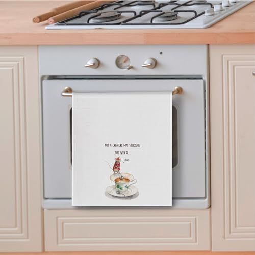 Funny Christmas Mouse Kitchen Towels - Holiday Coffee Lover Gift - 16x24 Inches - Variation 5