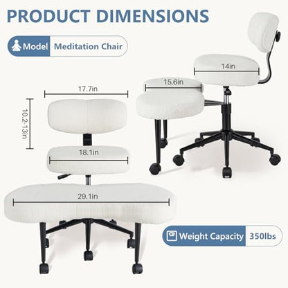 DUMOS ADHD Meditation Chair Cross Legged Home Office Desk Chair - White