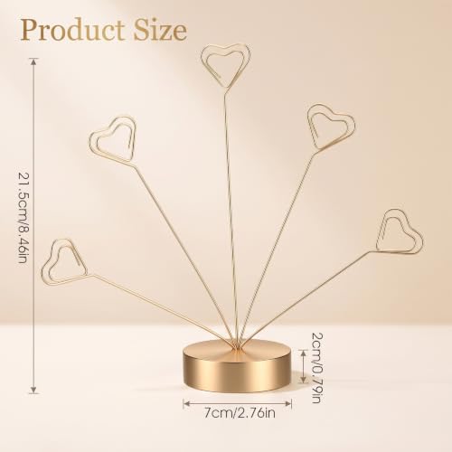 Heart-Shaped Photo Tree Holder Clip with Round Base and 5 Metal Clips
