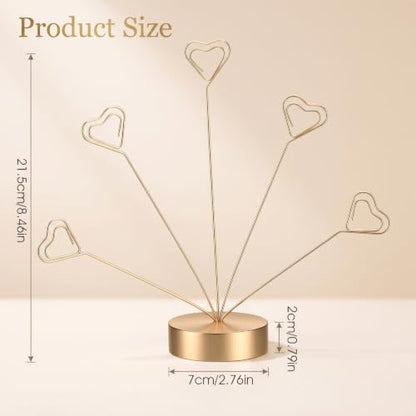 Heart-Shaped Photo Tree Holder Clip with Round Base and 5 Metal Clips
