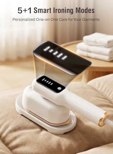 Light White 2026 Travel 2-in-1 Garment Steamer & Iron, 1200W, LED Display