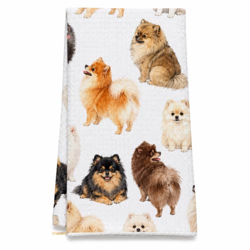 Cute Watercolor Pomeranian Kitchen Towel - 16x24 Inch Dog Lover Gift - Farmhouse Decor