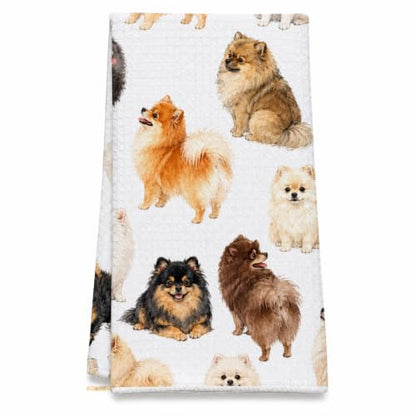 Cute Watercolor Pomeranian Kitchen Towel - 16x24 Inch Dog Lover Gift - Farmhouse Decor