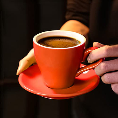 ionEgg Orange Porcelain Espresso Cup with Saucer 80ml - Coffee Shot Glass