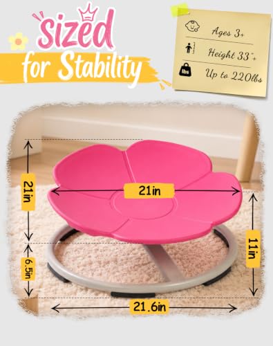 Pink Petal Sensory Spinning Chair for Autistic Kids & Teens - Anti-Tip Support