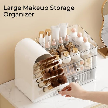 UFORU Makeup Organizer with Covered Brush Holder for Vanity Countertop