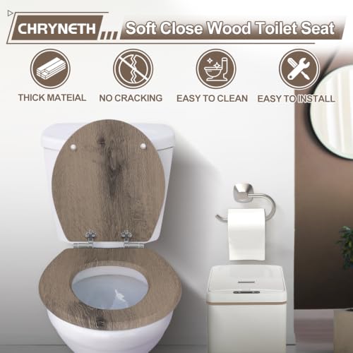 Round Toilet Seat Molded Wood Quiet Close Bathroom Seat