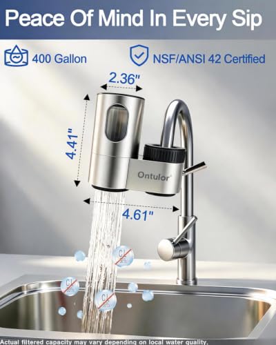 Ontulor Aluminum Alloy Water Filter for Sink Faucets - 400 Gallons, S1OP Variation