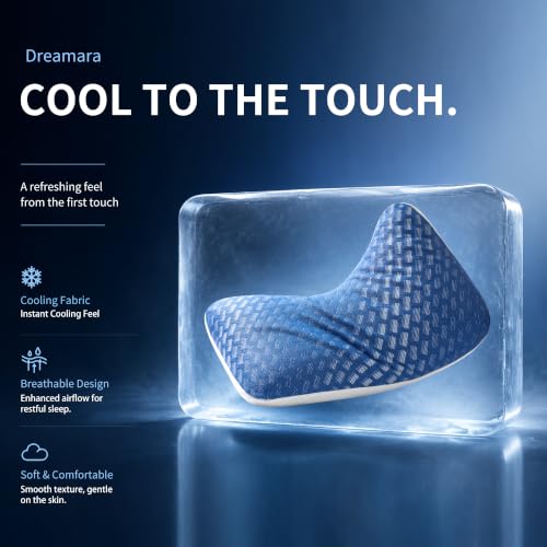 Dreamara Side Sleeper Cooling Crescent Memory Foam Pillow Queen Blue